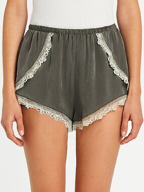 Soft Green PJ  Loungewear Lace Trim Petal Shorts b15